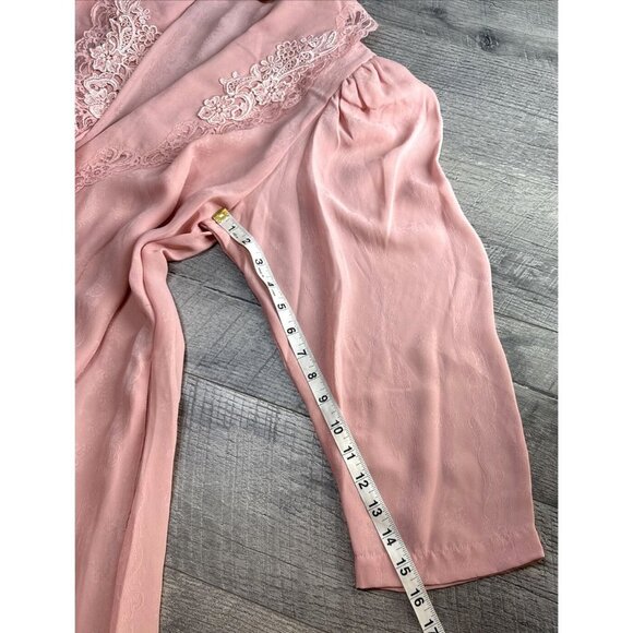 Vintage Victoria's Secret Gold Label Robe‎ Small Pink Lace Padded Shoulders 80s - Picture 11 of 16